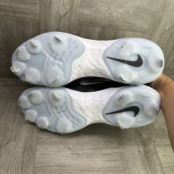 Nike Alpha Huarache Elite 4 Men's size 15 Black and White Metal Baseball Cleats - Picture 7 of 8